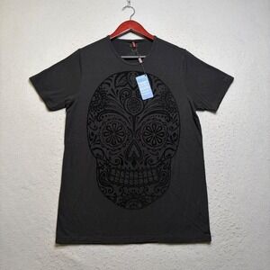 Ay Guey! T-Shirt Women L Sugar Skull Velvet Graphic Calavera Tee YYCN031110